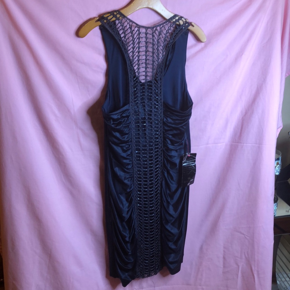 Bebe satin navy blue dress